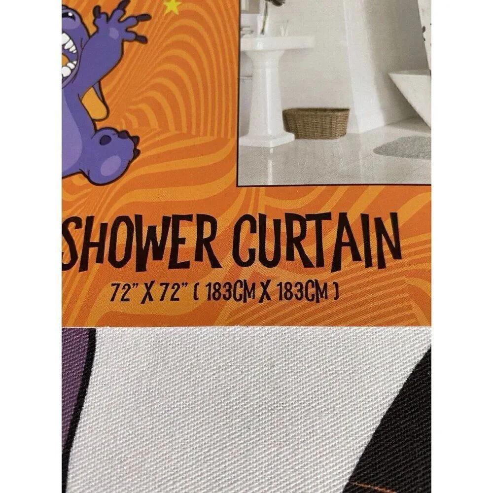 Disney Halloween Lilo Stitch Fabric Shower Curtain Witch Spider Web 72 X 72” NEW